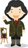 Oscar Wilde cartoon character. Illustration. Kids History Collection. vector