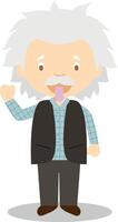 Albert Einstein cartoon character. Illustration. Kids History Collection. vector