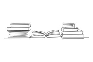 Continuous one line drawing library concept. Doodle illustration. vector