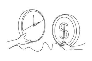 One continuous line drawing of Salary payroll system or employee wages concept. Doodle illustration in simple linear style vector