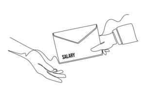 One continuous line drawing of Salary payroll system or employee wages concept. Doodle illustration in simple linear style vector