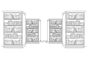 Continuous one line drawing library concept. Doodle illustration. vector