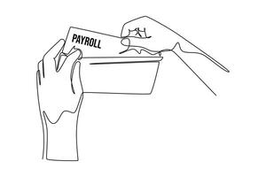 One continuous line drawing of Salary payroll system or employee wages concept. Doodle illustration in simple linear style vector