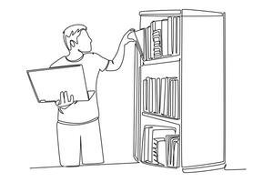 Continuous one line drawing library concept. Doodle illustration. vector