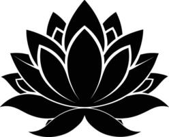 A black silhouette drawing of a lotus flower vector