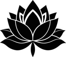 A black silhouette drawing of a lotus flower vector