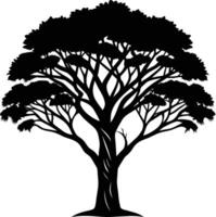 A black silhouette of a African tree vector