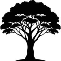 A black silhouette of a African tree vector