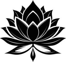 A black silhouette drawing of a lotus flower vector