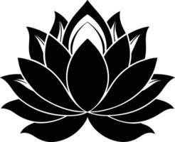 A black silhouette drawing of a lotus flower vector