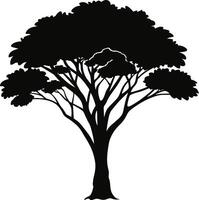 A black silhouette of a African tree vector