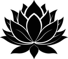 A black silhouette drawing of a lotus flower vector