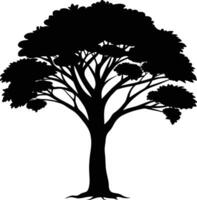 A black silhouette of a African tree vector