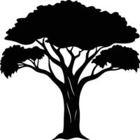 A black silhouette of a African tree vector