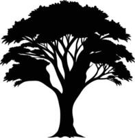 A black silhouette of a African tree vector