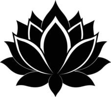 A black silhouette drawing of a lotus flower vector