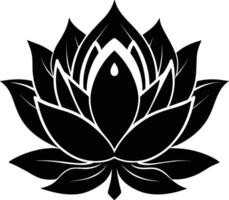 A black silhouette drawing of a lotus flower vector