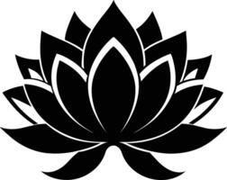 un negro silueta dibujo de un loto flor vector
