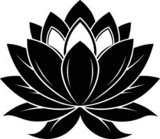 A black silhouette drawing of a lotus flower vector