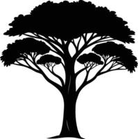 A black silhouette of a African tree vector