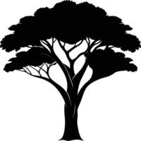 A black silhouette of a African tree vector
