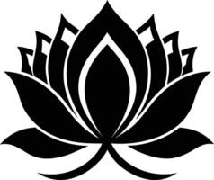 A black silhouette drawing of a lotus flower vector