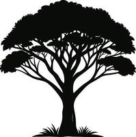 A black silhouette of a African tree vector