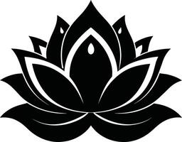 A black silhouette drawing of a lotus flower vector