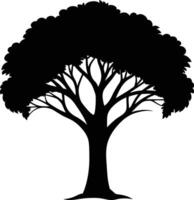 A black silhouette of a African tree vector