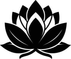 A black silhouette drawing of a lotus flower vector