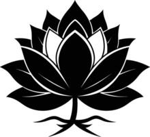 A black silhouette drawing of a lotus flower vector