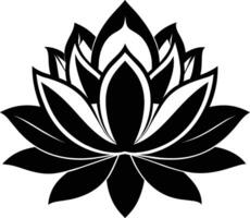 A black silhouette drawing of a lotus flower vector