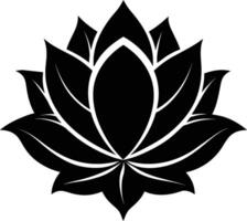 A black silhouette drawing of a lotus flower vector