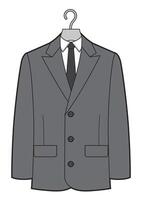 Man classical suit on plastic hanger illustration. vector