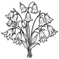 Bluebell Flower Bouquet outline illustration coloring book page design, Bluebell Flower Bouquet black and white line art drawing coloring book pages for children and adults vector