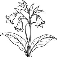 campanilla flor planta contorno ilustración colorante libro página diseño, campanilla flor planta negro y blanco línea Arte dibujo colorante libro paginas para niños y adultos vector