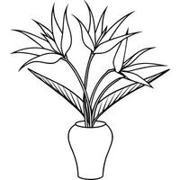 Bird of Paradise flower on the vase outline illustration coloring book page design, Bird of Paradise flower on the vase black and white line art drawing coloring book pages for children and adults vector