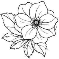 anémona flor planta contorno ilustración colorante libro página diseño, anémona flor planta negro y blanco línea Arte dibujo colorante libro paginas para niños y adultos vector