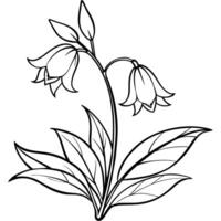 campanilla flor planta contorno ilustración colorante libro página diseño, campanilla flor planta negro y blanco línea Arte dibujo colorante libro paginas para niños y adultos vector