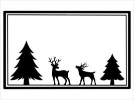 Christmas Tree Frame Line Art vector