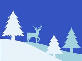 Christmas Background Tree and Deer Illustration vector