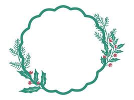 Christmas Frame with Holly Tree Decoration vector