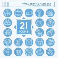 Icon Set Hotel Service. related to Holiday symbol. blue eyes style. simple design illustration vector