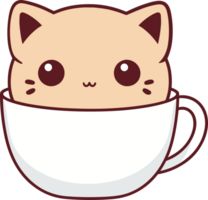 linda gato en café taza clipart diseño ilustración png