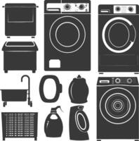 Silhouette loundry at home equipment black color only vector