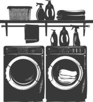 Silhouette loundry at home equipment black color only vector