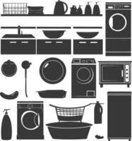 Silhouette loundry at home equipment black color only vector