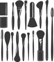 Silhouette makeup tool and equipment black color only vector