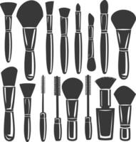 Silhouette makeup tool and equipment black color only vector