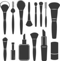 Silhouette makeup tool and equipment black color only vector